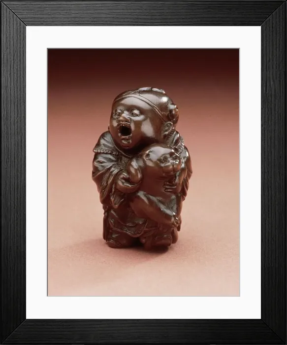 Framed Print : Chinese Boy with Puppy, Mid-19th century. Creator: Unknown