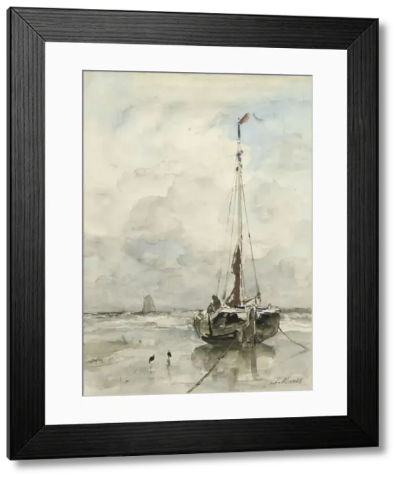 Framed Print : Fishing boat on the beach, 1847-1899. Creator: Jacob Henricus Maris Framed Print : Fishing boat on the beach, 1847-1899. Creator: Jacob Henricus Maris