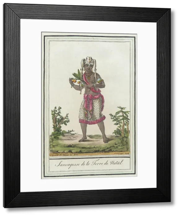 Framed Print : Costumes de Différents Pays, Sauvagesse de la Terre de Natal, c1797. Creators: Jacques Grasset de Saint-Sauveur, LF Labrousse Framed Print : Costumes de Différents Pays, Sauvagesse de la Terre de Natal, c1797. Creators: Jacques Grasset de Saint-Sauveur, LF Labrousse