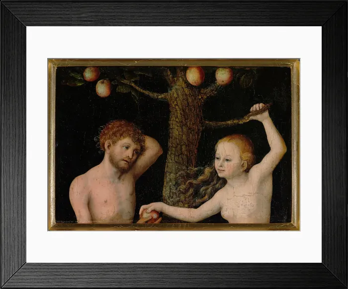 Framed Print : Adam and Eve, 1525-1530. Creator: Cranach, Lucas, the Elder (1472-1553)