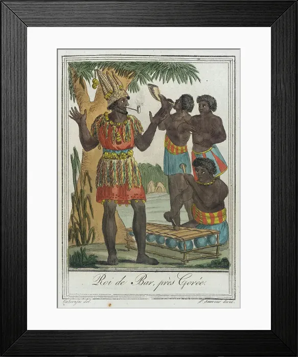 Framed Print : Costumes de Différents Pays, Roi de Bar, Près Gorée, c1797. Creators: Jacques Grasset de Saint-Sauveur, LF Labrousse Framed Print : Costumes de Différents Pays, Roi de Bar, Près Gorée, c1797. Creators: Jacques Grasset de Saint-Sauveur, LF Labrousse