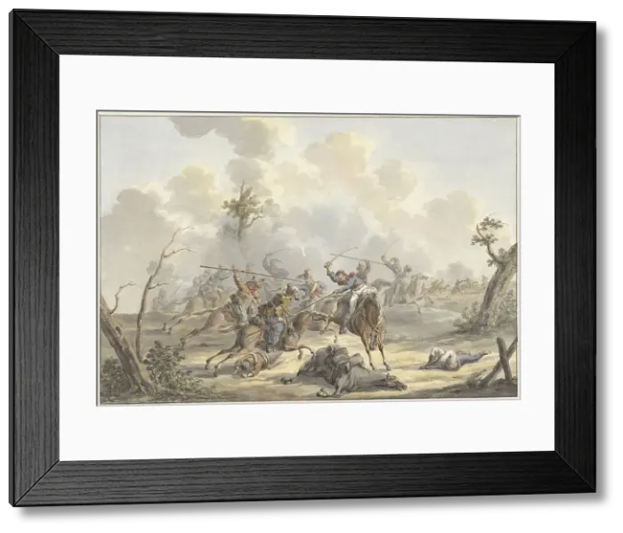 Framed Print : Attack between Cossacks of Crimea and French Riding Artillery, 1817. Creator: Jan Antony Langendijk Framed Print : Attack between Cossacks of Crimea and French Riding Artillery, 1817. Creator: Jan Antony Langendijk