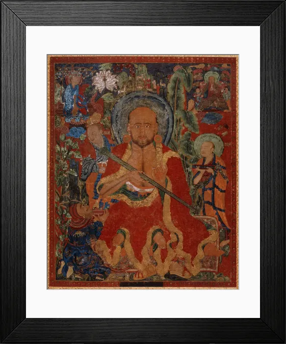 Framed Print : Arhat Chudapanthaka (?) with Attendants, c14th century. Creator: Anon Framed Print : Arhat Chudapanthaka (?) with Attendants, c14th century. Creator: Anon