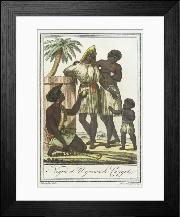 Framed Print : Costumes de Différents Pays, Negres et Negresses de Cazegul, c1797. Creators: Jacques Grasset de Saint-Sauveur, LF Labrousse Framed Print : Costumes de Différents Pays, Negres et Negresses de Cazegul, c1797. Creators: Jacques Grasset de Saint-Sauveur, LF Labrousse
