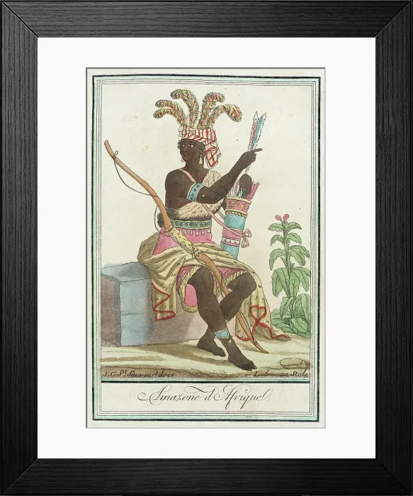Framed Print : Costumes de Différents Pays, Amazone d'Afrique, c1797. Creators: Jacques Grasset de Saint-Sauveur, LF Labrousse Framed Print : Costumes de Différents Pays, Amazone d'Afrique, c1797. Creators: Jacques Grasset de Saint-Sauveur, LF Labrousse