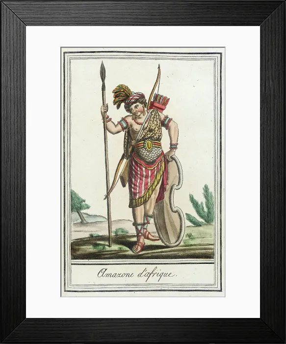 Framed Print : Costumes de Différents Pays, Amazone d'Afrique, c1797. Creators: Jacques Grasset de Saint-Sauveur, LF Labrousse Framed Print : Costumes de Différents Pays, Amazone d'Afrique, c1797. Creators: Jacques Grasset de Saint-Sauveur, LF Labrousse