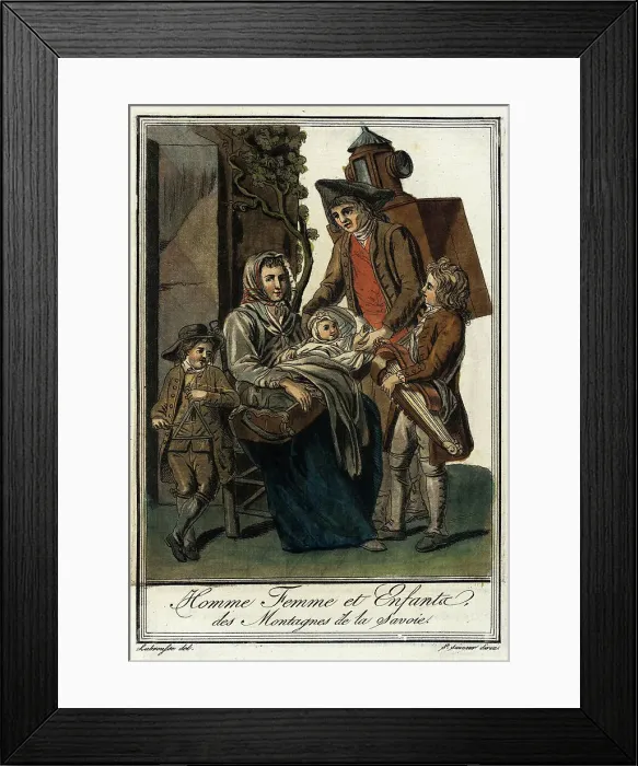 Framed Print : Costumes de Différent Pays, Homme Femme et Enfants des Montagnes de la Savoie, c1797. Creators: Jacques Grasset de Saint-Sauveur, LF Labrousse Framed Print : Costumes de Différent Pays, Homme Femme et Enfants des Montagnes de la Savoie, c1797. Creators: Jacques Grasset de Saint-Sauveur, LF Labrousse