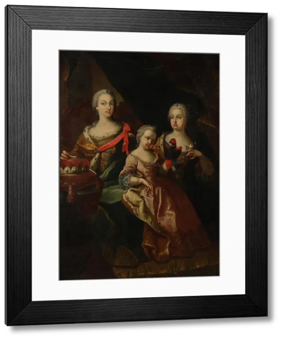 Framed Print : Archduchess Maria Theresa with her two sisters Maria Anna (1718-1744) and Maria Amalia...18th cen... Creator: Anonymous Framed Print : Archduchess Maria Theresa with her two sisters Maria Anna (1718-1744) and Maria Amalia...18th cen... Creator: Anonymous