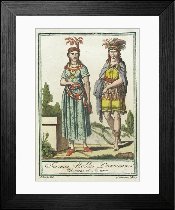 Framed Print : Costumes de Différents Pays, Femmes Nobles Peruviennes, Moderne et Ancienne, c1797. Creators: Jacques Grasset de Saint-Sauveur, LF Labrousse Framed Print : Costumes de Différents Pays, Femmes Nobles Peruviennes, Moderne et Ancienne, c1797. Creators: Jacques Grasset de Saint-Sauveur, LF Labrousse