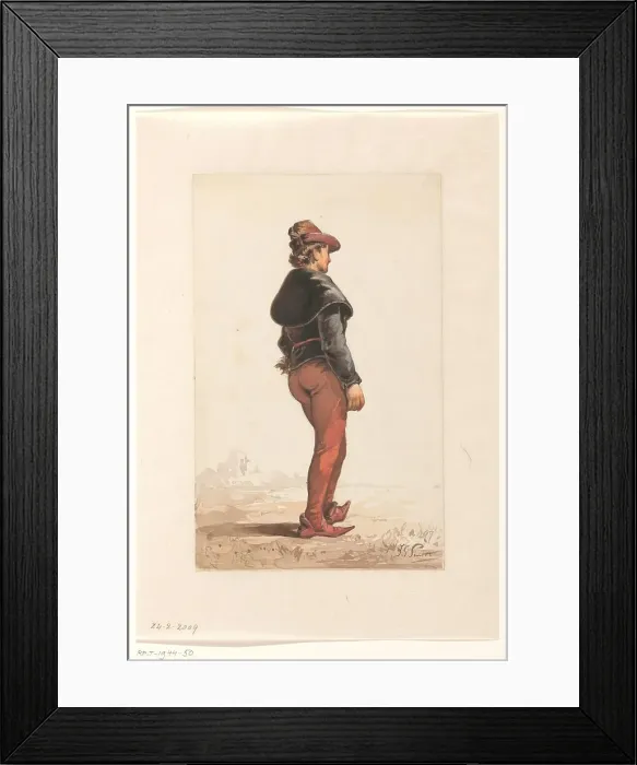 Framed Print : Standing Landsknecht in Burgundian costume, from behind, 1833-1910. Creator: Jan Gerard Smits Framed Print : Standing Landsknecht in Burgundian costume, from behind, 1833-1910. Creator: Jan Gerard Smits