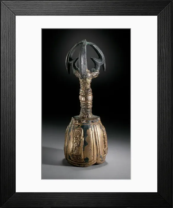 Framed Print : Bell with Four Deva Kings (Sach'onwang) and Handle in the Form of a Vajra (Kumgang), the Buddhist... Creator: Unknown Framed Print : Bell with Four Deva Kings (Sach'onwang) and Handle in the Form of a Vajra (Kumgang), the Buddhist... Creator: Unknown