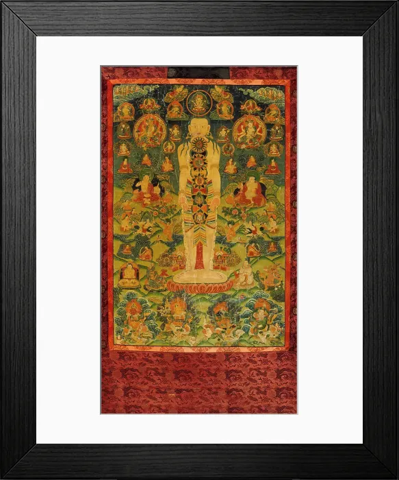 Framed Print : Cosmic Man with Diagrams of Newar Yogic Six Chakra Transformation, c19th century. Creator: Anon Framed Print : Cosmic Man with Diagrams of Newar Yogic Six Chakra Transformation, c19th century. Creator: Anon