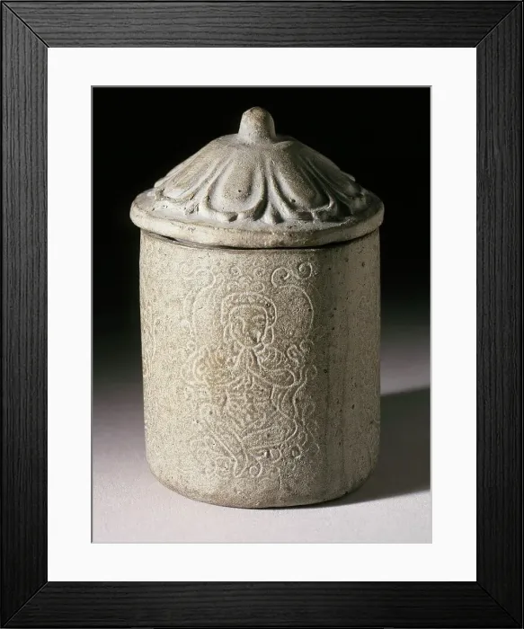 Framed Print : Covered Relic Container with Buddhist Deity, 13th-14th century. Creator: Unknown Framed Print : Covered Relic Container with Buddhist Deity, 13th-14th century. Creator: Unknown