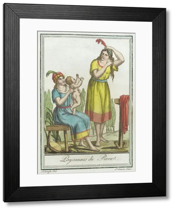 Framed Print : Costumes de Différents Pays, Paysannes du Pérou, c1797. Creators: Jacques Grasset de Saint-Sauveur, LF Labrousse Framed Print : Costumes de Différents Pays, Paysannes du Pérou, c1797. Creators: Jacques Grasset de Saint-Sauveur, LF Labrousse