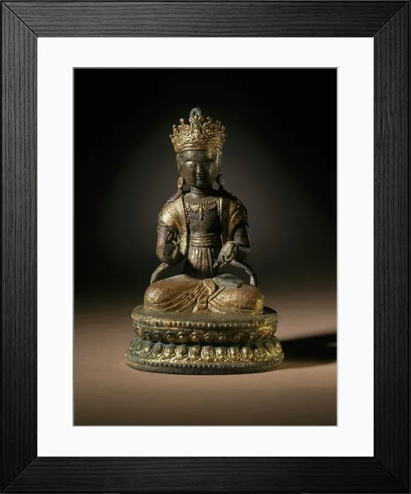 Framed Print : Seated Avalokiteshvara (Kwanum), the Bodhisattva of Mercy, 15th-early 16th century. Creator: Unknown Framed Print : Seated Avalokiteshvara (Kwanum), the Bodhisattva of Mercy, 15th-early 16th century. Creator: Unknown
