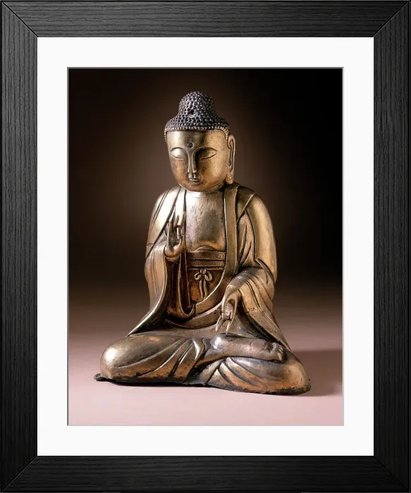 Framed Print : Seated Buddha, Probably Amitabha (Amit'abul), the Buddha of the Western... 15th-early 16th century. Creator: Unknown Framed Print : Seated Buddha, Probably Amitabha (Amit'abul), the Buddha of the Western... 15th-early 16th century. Creator: Unknown