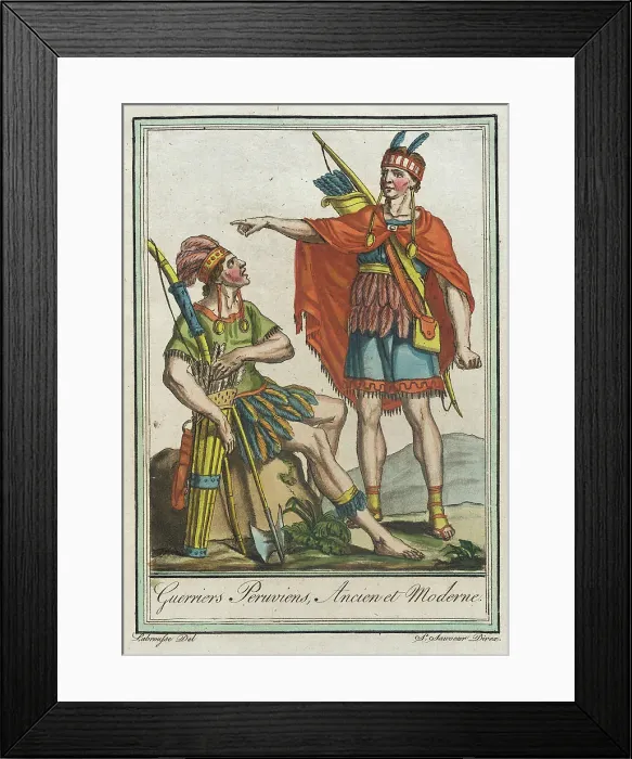 Framed Print : Costumes de Différents Pays, Guerriers Peruviens Ancien et Moderne, c1797. Creators: Jacques Grasset de Saint-Sauveur, LF Labrousse Framed Print : Costumes de Différents Pays, Guerriers Peruviens Ancien et Moderne, c1797. Creators: Jacques Grasset de Saint-Sauveur, LF Labrousse