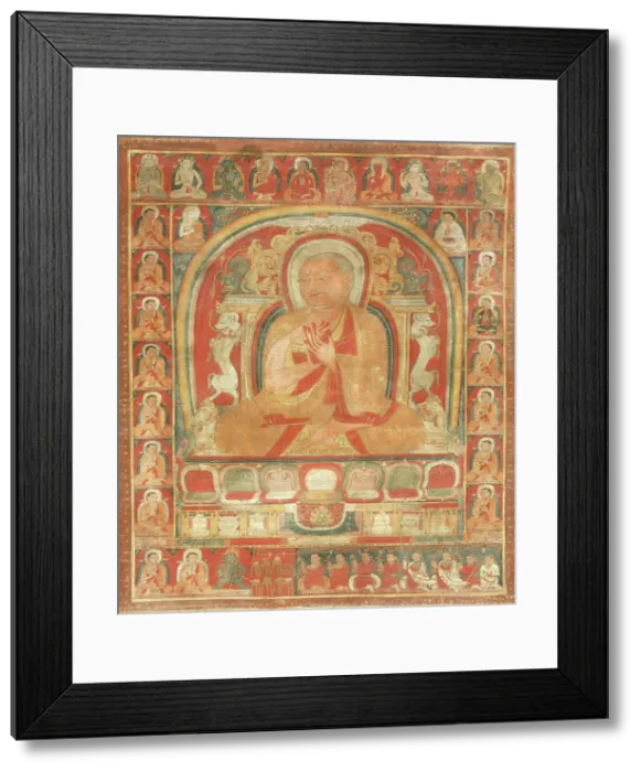 Framed Print : An Abbot and His Lineage, 14th century or earlier. Creator: Anon Framed Print : An Abbot and His Lineage, 14th century or earlier. Creator: Anon