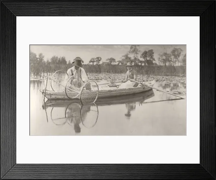 Framed Print : Setting the Bow-Net, 1886. Creator: Peter Henry Emerson Framed Print : Setting the Bow-Net, 1886. Creator: Peter Henry Emerson