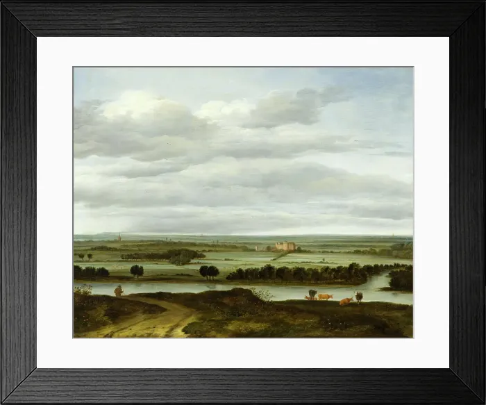 Framed Print : Panoramic Landscape near Rhenen with the Huis ter Lede, c1668. Creator: Anthonie van Borssom