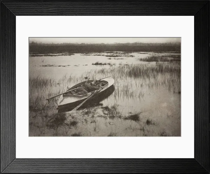 Framed Print : Gunner Working Up to Fowl, 1886. Creator: Peter Henry Emerson Framed Print : Gunner Working Up to Fowl, 1886. Creator: Peter Henry Emerson