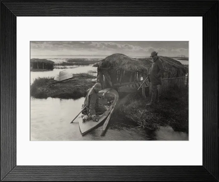 Framed Print : The Fowler's Return, 1886. Creator: Peter Henry Emerson Framed Print : The Fowler's Return, 1886. Creator: Peter Henry Emerson