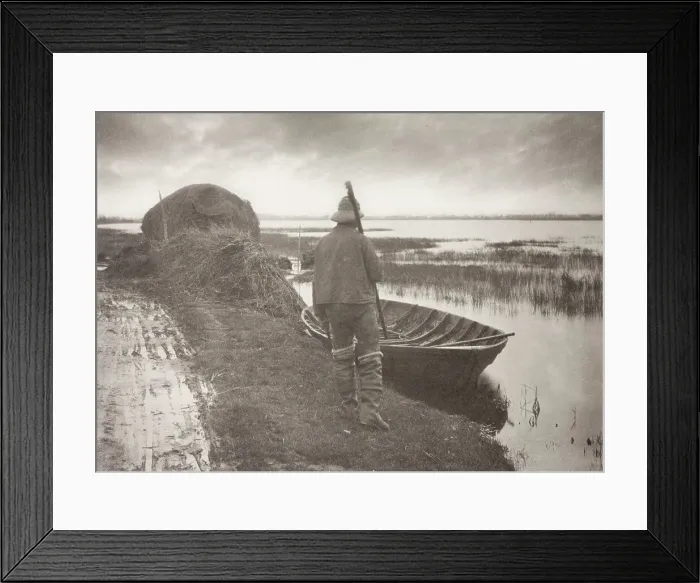 Framed Print : Marshman Going to Cut Schoof-Stuff, 1886. Creator: Peter Henry Emerson Framed Print : Marshman Going to Cut Schoof-Stuff, 1886. Creator: Peter Henry Emerson