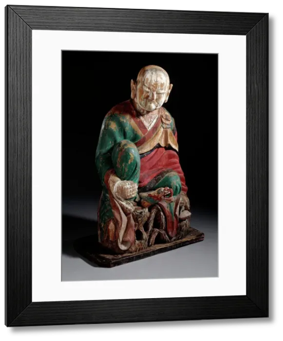 Framed Print : Seated Arhat (Nahan), Probably Panthaka (Pant'aga) with a Dragon, 19th century. Creator: Unknown Framed Print : Seated Arhat (Nahan), Probably Panthaka (Pant'aga) with a Dragon, 19th century. Creator: Unknown