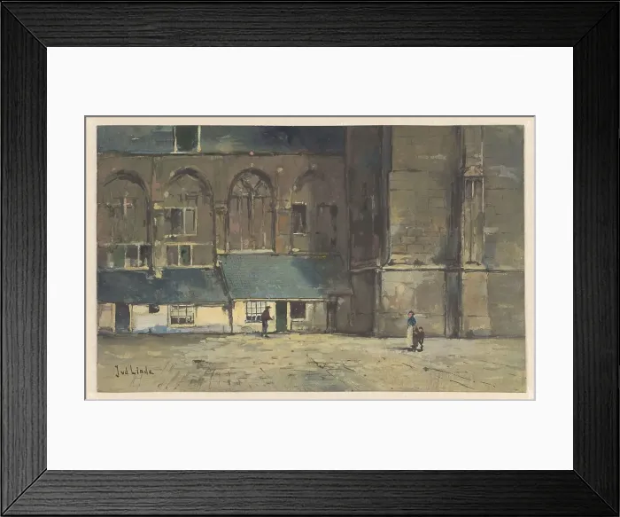 Framed Print : Figures at the Lebuïnuskerk (Great Church) in Deventer, 1874-1923. Creator: Jan van der Linde Framed Print : Figures at the Lebuïnuskerk (Great Church) in Deventer, 1874-1923. Creator: Jan van der Linde