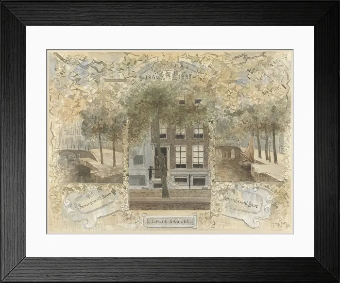 Framed Print : House on the Leliegracht, flanked by the bridges over the Prinsengracht and... 1864-1936. Creator: Johannes Cornelis van Essen Framed Print : House on the Leliegracht, flanked by the bridges over the Prinsengracht and... 1864-1936. Creator: Johannes Cornelis van Essen