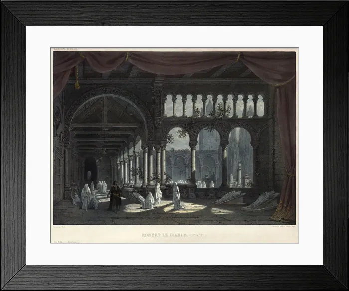 Framed Print : Ballet of the Nuns in the Opera Robert Le Diable by Giacomo Meyerbeer, 1831. Creator: Cicéri, Eugène (1813-1890). Ballet of the Nuns in the Opera Robert Le Diable by Giacomo Meyerbeer, 1831 Framed Print : Ballet of the Nuns in the Opera Robert Le Diable by Giacomo Meyerbeer, 1831. Creator: Cicéri, Eugène (1813-1890). Ballet of the Nuns in the Opera Robert Le Diable by Giacomo Meyerbeer, 1831