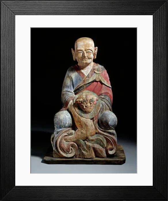 Framed Print : Seated Arhat (Nahan), Probably Bhadra (Palt'ara) with a Tiger, 19th century. Creator: Unknown Framed Print : Seated Arhat (Nahan), Probably Bhadra (Palt'ara) with a Tiger, 19th century. Creator: Unknown