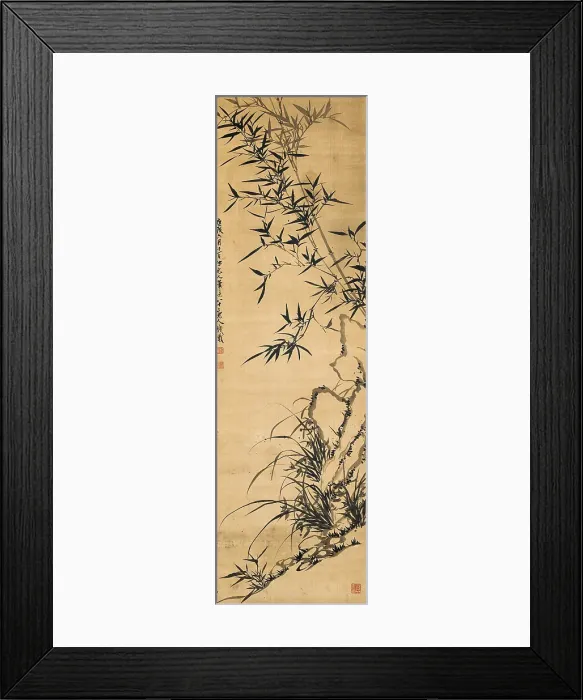 Framed Print : Bamboo, rock and orchid, 1760. Creator: Qian Zai (1708-1793) Framed Print : Bamboo, rock and orchid, 1760. Creator: Qian Zai (1708-1793)