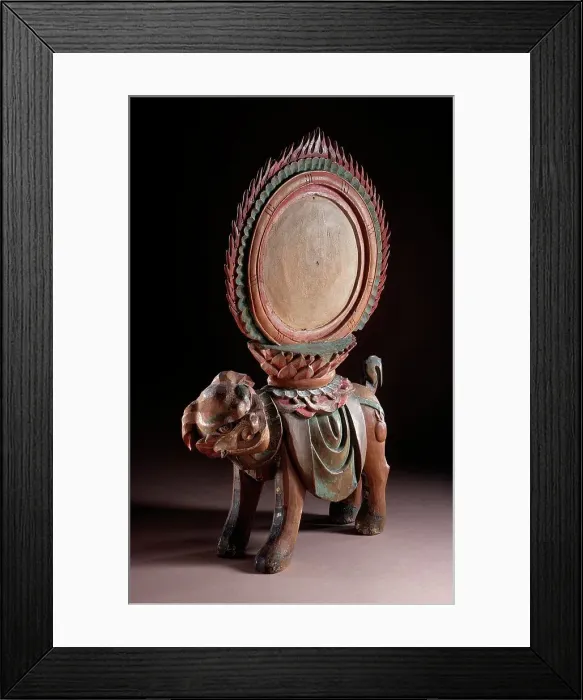 Framed Print : Lion Supporting a Flaming Mirror, 19th century. Creator: Unknown Framed Print : Lion Supporting a Flaming Mirror, 19th century. Creator: Unknown