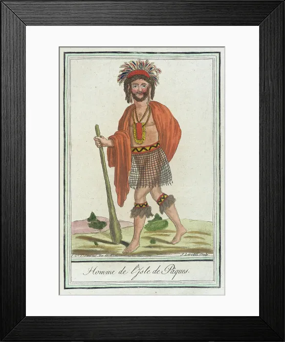 Framed Print : Costumes de Différents Pays, Homme de l'Isle de Pâques, c1797. Creators: Jacques Grasset de Saint-Sauveur, LF Labrousse Framed Print : Costumes de Différents Pays, Homme de l'Isle de Pâques, c1797. Creators: Jacques Grasset de Saint-Sauveur, LF Labrousse