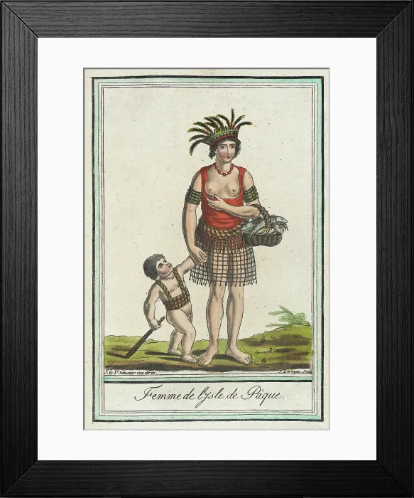 Framed Print : Costumes de Différents Pays, Femme de l'Isle de Pâque, c1797. Creators: Jacques Grasset de Saint-Sauveur, LF Labrousse Framed Print : Costumes de Différents Pays, Femme de l'Isle de Pâque, c1797. Creators: Jacques Grasset de Saint-Sauveur, LF Labrousse