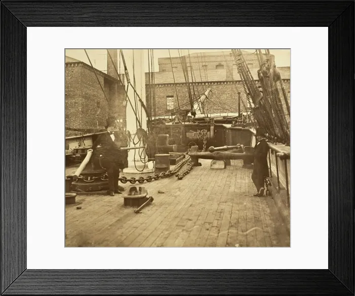 Framed Print : Brunel Aboard the Aphrodita, Liverpool, c.1857. Creator: Robert Howlett Framed Print : Brunel Aboard the Aphrodita, Liverpool, c.1857. Creator: Robert Howlett