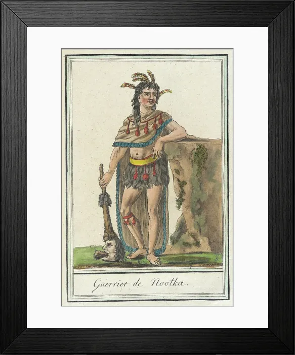 Framed Print : Costumes de Différents Pays, Guerrier de Nootka, c1797. Creators: Jacques Grasset de Saint-Sauveur, LF Labrousse Framed Print : Costumes de Différents Pays, Guerrier de Nootka, c1797. Creators: Jacques Grasset de Saint-Sauveur, LF Labrousse