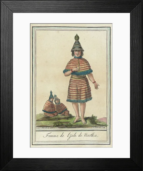Framed Print : Costumes de Différents Pays, Femme de l'Isle de Nootka, c1797. Creators: Jacques Grasset de Saint-Sauveur, LF Labrousse Framed Print : Costumes de Différents Pays, Femme de l'Isle de Nootka, c1797. Creators: Jacques Grasset de Saint-Sauveur, LF Labrousse