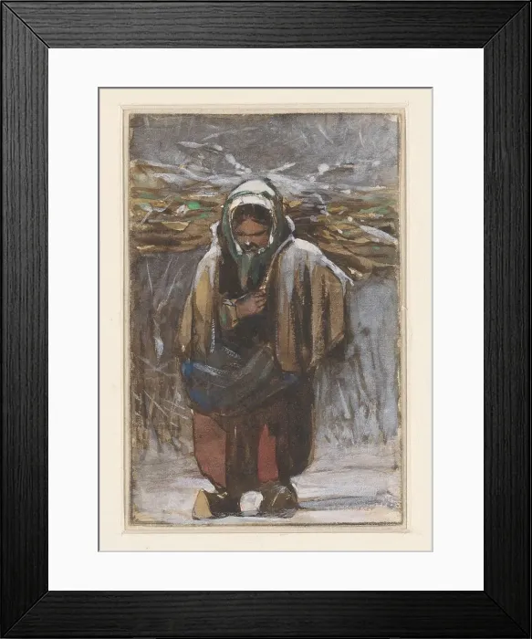 Framed Print : Farmer's wife carrying firewood in winter landscape, 1832-1880. Creator: Jan Weissenbruch Framed Print : Farmer's wife carrying firewood in winter landscape, 1832-1880. Creator: Jan Weissenbruch