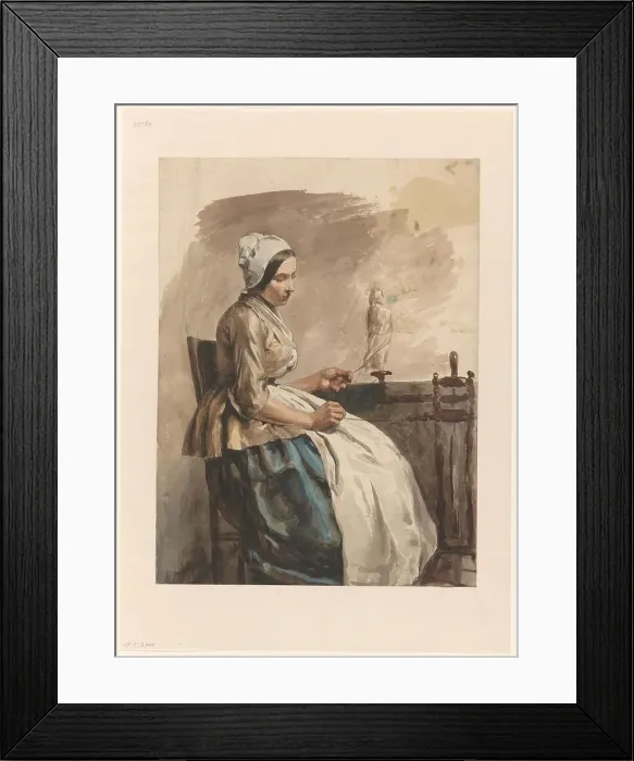 Framed Print : Spinning young woman, 1832-1880. Creator: Jan Weissenbruch Framed Print : Spinning young woman, 1832-1880. Creator: Jan Weissenbruch