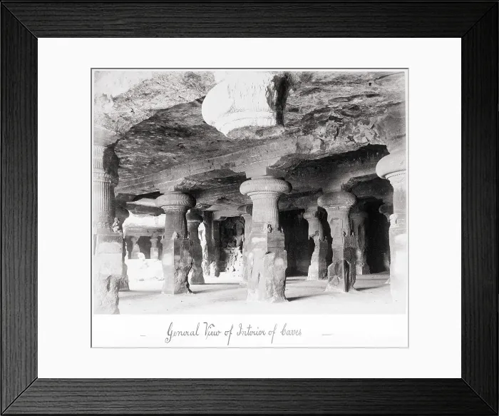 Framed Print : General View of Interior of Caves, Late 1860s. Creator: Samuel Bourne Framed Print : General View of Interior of Caves, Late 1860s. Creator: Samuel Bourne