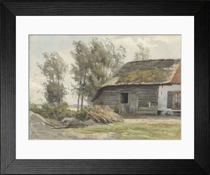 Framed Print : Farmhouse with barn, 1835-1892. Creator: Jan Willem van Borselen Framed Print : Farmhouse with barn, 1835-1892. Creator: Jan Willem van Borselen