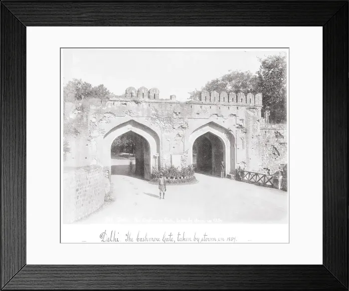 Framed Print : Delhi, The Cashmere Gate, taken by storm in 1854, Late 1860s. Creator: Samuel Bourne Framed Print : Delhi, The Cashmere Gate, taken by storm in 1854, Late 1860s. Creator: Samuel Bourne