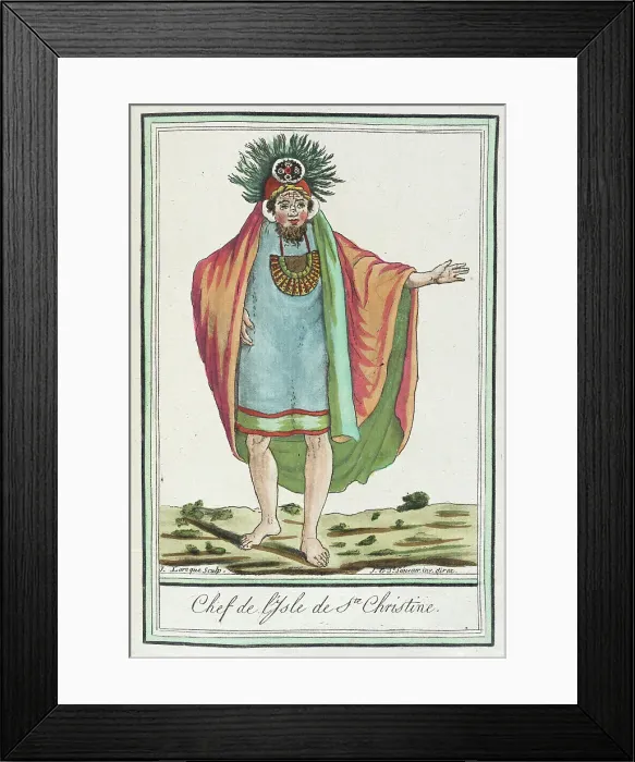 Framed Print : Costumes de Différents Pays, Chef de l'Isle de Ste. Christine, c1797. Creators: Jacques Grasset de Saint-Sauveur, LF Labrousse Framed Print : Costumes de Différents Pays, Chef de l'Isle de Ste. Christine, c1797. Creators: Jacques Grasset de Saint-Sauveur, LF Labrousse