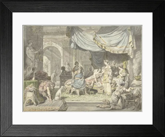 Framed Print : Antiochus tries to hide the love for his mother Stratonice, 1775. Creator: Jean Grandjean Framed Print : Antiochus tries to hide the love for his mother Stratonice, 1775. Creator: Jean Grandjean