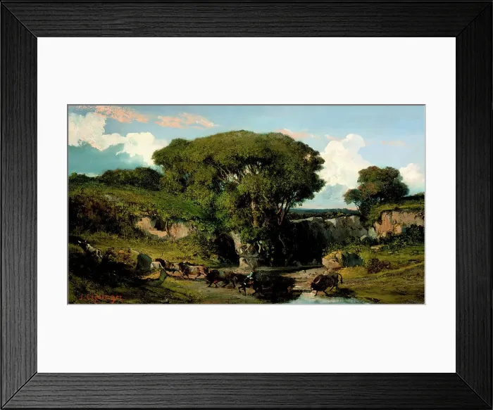 Framed Print : Mounted Herdsmen and Bulls in the Roman Countryside, c1860. Creator: Auguste Clésinger Framed Print : Mounted Herdsmen and Bulls in the Roman Countryside, c1860. Creator: Auguste Clésinger