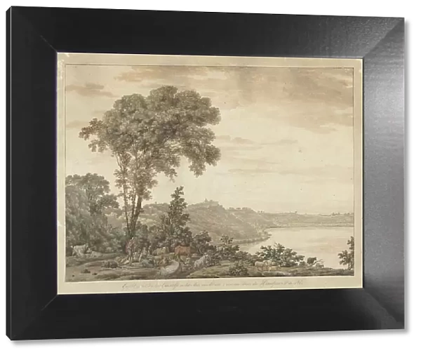View of Castel Gandolfo and Lake Albano, 1761-1817. Creators: Jean Grandjean, Daniel Dupré