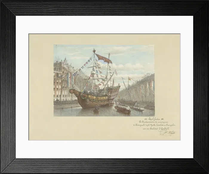 Framed Print : Decorations on the Herengracht for the April festivities, 1887, 1887. Creator: Johan Adolph Rust Framed Print : Decorations on the Herengracht for the April festivities, 1887, 1887. Creator: Johan Adolph Rust