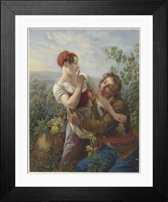Framed Print : The amorous winegrower, 1829-1898. Creator: Jan Hendrik Neuman Framed Print : The amorous winegrower, 1829-1898. Creator: Jan Hendrik Neuman